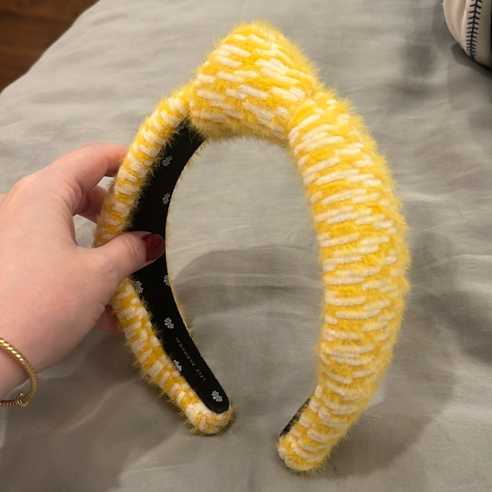 The happiest yellow fuzzy Lele Sadoughi headband NWOT